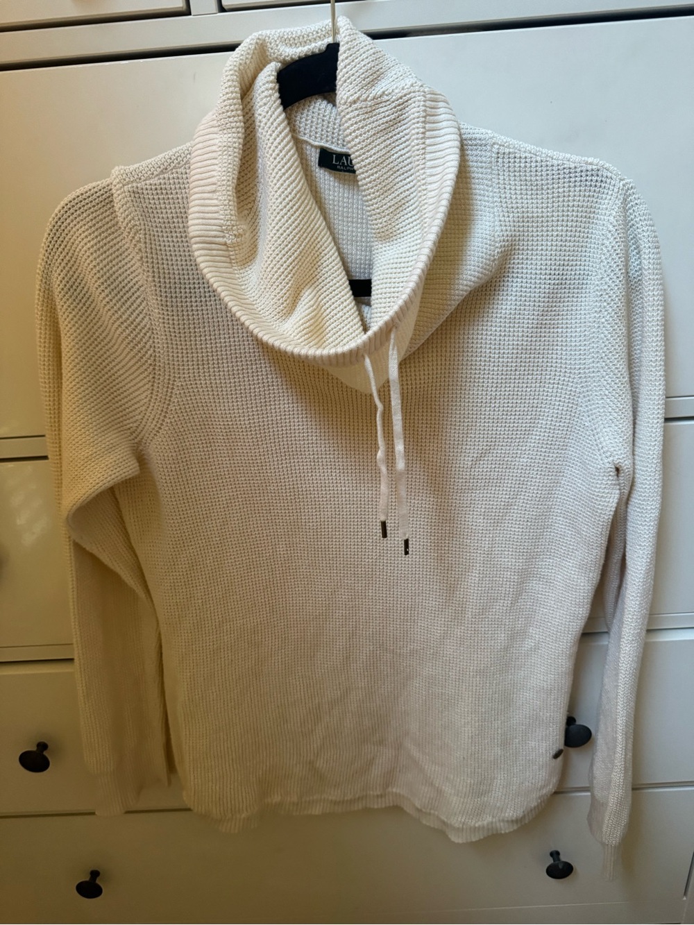 Polo by Ralph Lauren Cream Cowl Neck Drawstring Sweater
